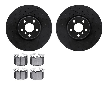 Dynamic Friction Company Front Brake Rotors-Drilled and Slotted-Black with 5000 Advanced Brake Pads 8502-31136
